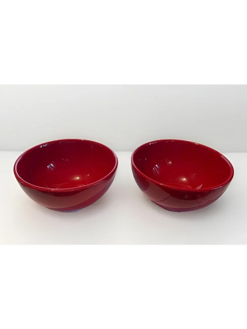 Pier 1 Red Coupe Stoneware Cereal Bowl China Set of 2 Excellent Pre-owned Cond.